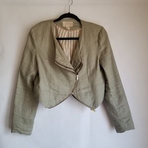 H&M Linen Asymmetric Zippered Jacket